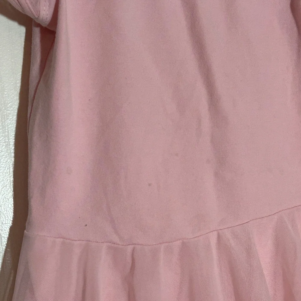 Girls Pink Ballet Leotard Dress Mesh‎ Flutter Sleeve Tutu Dancewear Size 130
